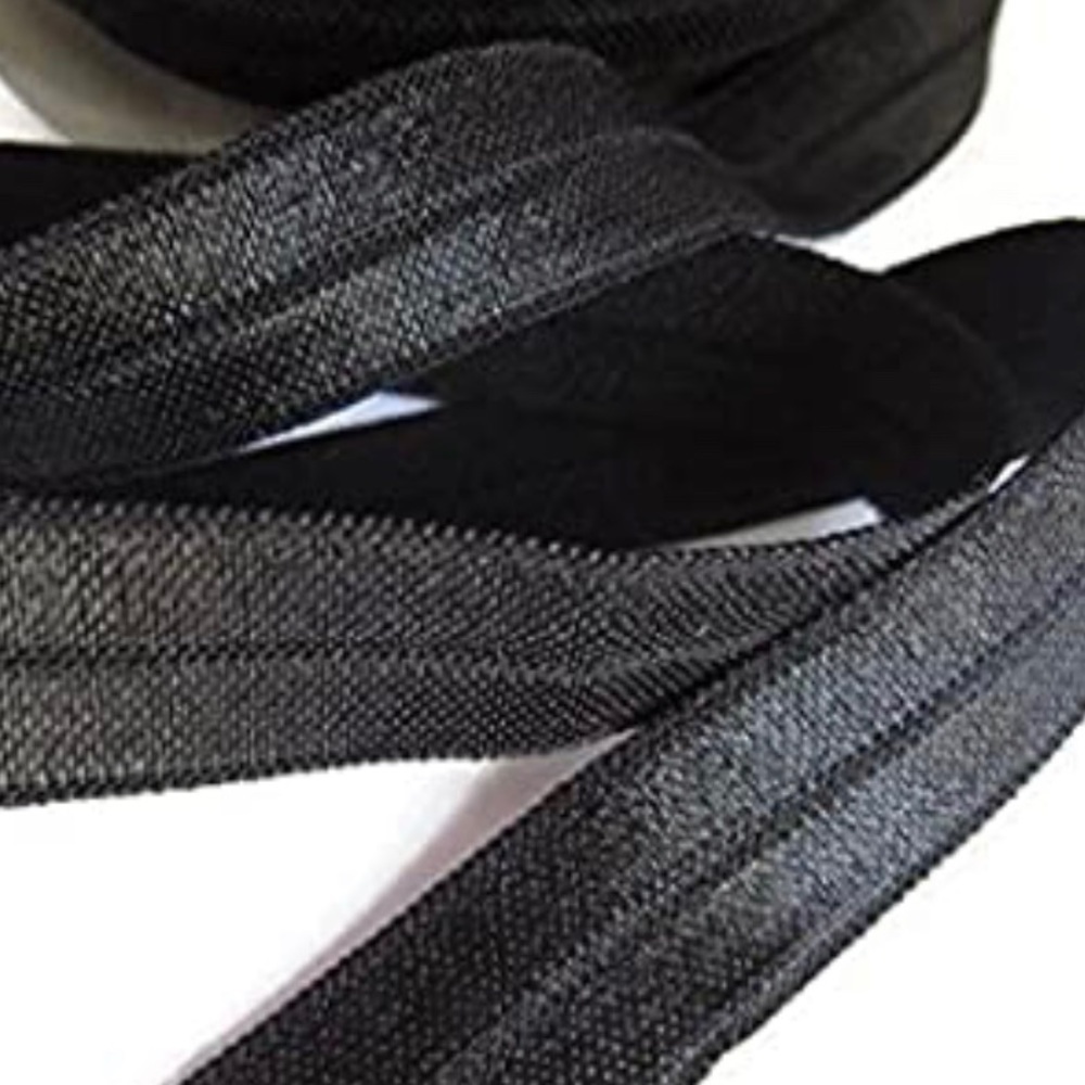 Black Fold Over Elastic (FOE) 5/8” soft elastic for DIY Bundle & Save! NEW